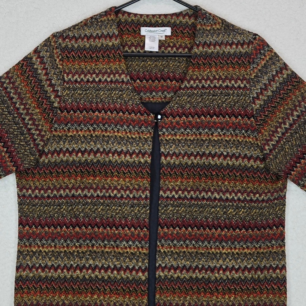 Y2K Coldwater Creek Earth Tone Geometric Cardigan Retro 70s Vibe M